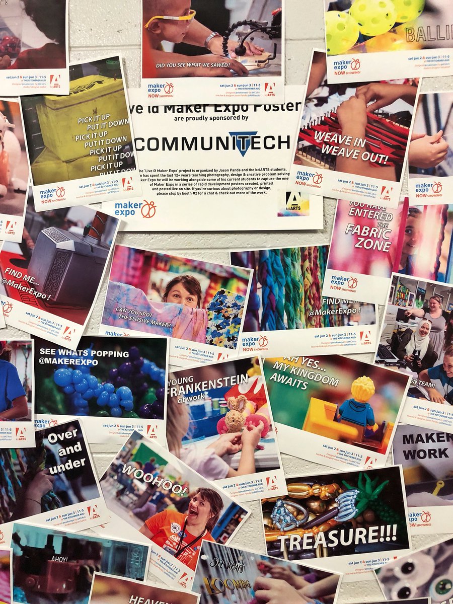 KWpanda's tweet photo. Wow! @MakerExpo was incredible and designing with @kciarts was fantastic! Me + 6 students created 165 posters! Thank you @Communitech for sponsoring, the Maker organizing team for the vision and all the Makers for the environment! https://t.co/oCqCubkiOz