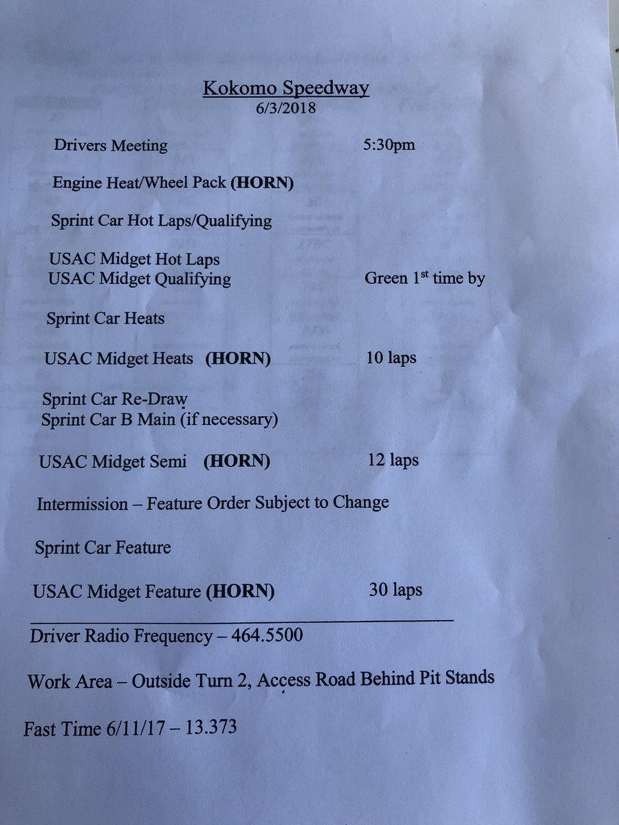 HMotorsports19's tweet image. Order of events for the final night of @USACNation Indiana #MidgetWeek @kokomospeedway with @kevinthomasjr piloting No. 63 Midget and Sprint Car. If you can’t watch us live tune into @SpeedShiftTV for LIVE coverage. #GAYTK