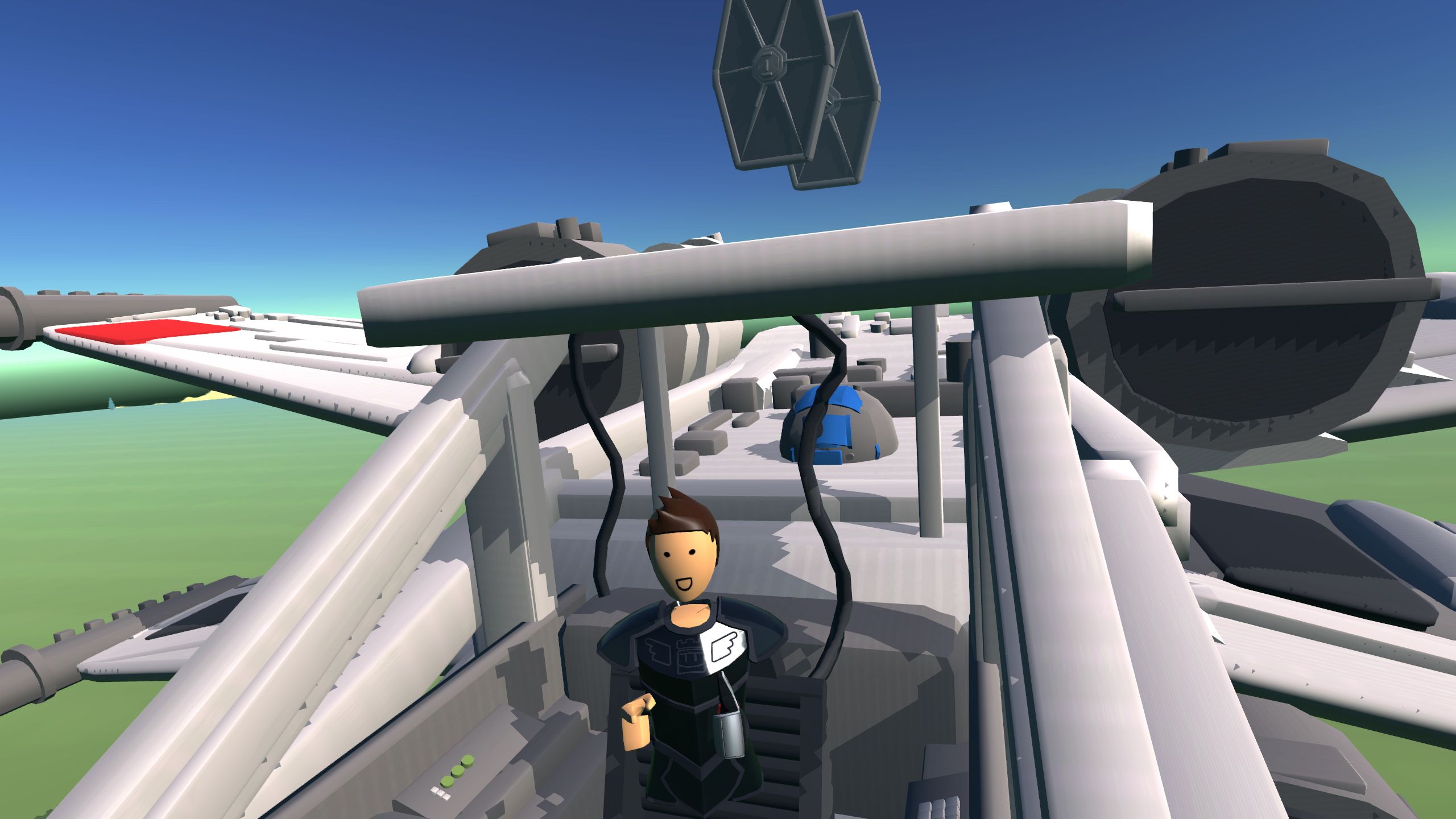 Rec Room on X: New room by Greybeard, ^XWingAdventure. TIE fighters fly  around you, lots of sound effects, moving terrain, and interactive controls  in the cockpit. You can search for rooms and