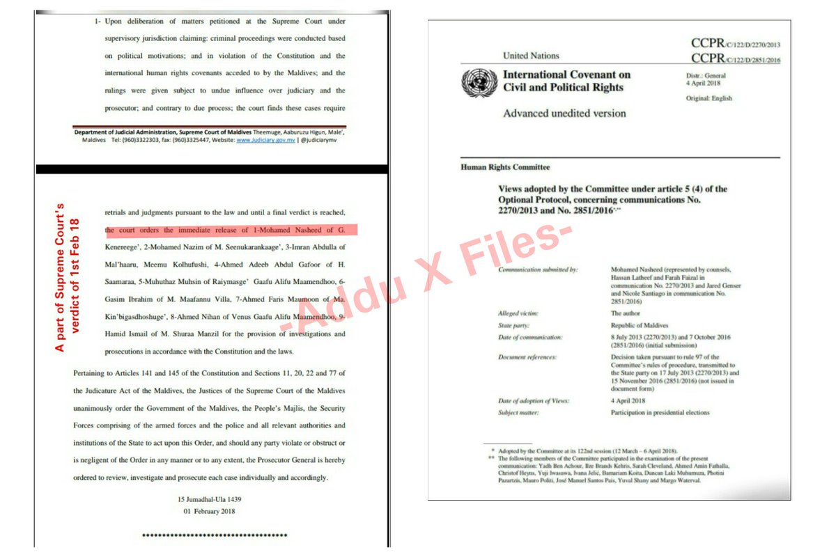 adduXfiles's tweet photo. @hsuood
Gaanoonu kondah laigen hingaa beyfulhakah mivaru neyguneema hithaama kuran. #1Feb18 gai SC in nerunu hukumugai #RaeesNasheed akee minivaneh kamugai vanee ninmaafa. Adhi UNHRC in ves vanee RN akee minivaneh kamah ninmai Inthihaabugai baiverive veveyne kamah kanda alhaafa. https://t.co/PBSmHpdqgE