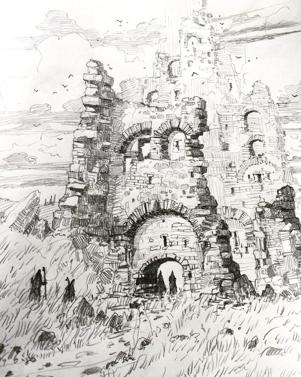 raphaellacoste's tweet photo. ´Lair’ #pencil2b #sketch #drawing #ruin #castle https://t.co/Owanf2rXvc