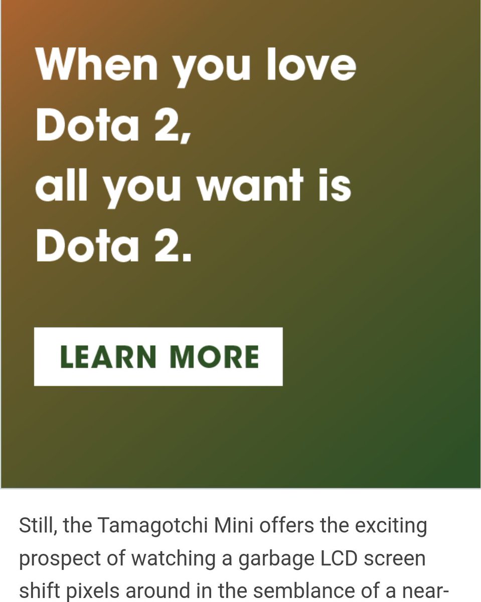 Advert on Sarah's column saying "When you love Dota 2, all you want is Dota 2"