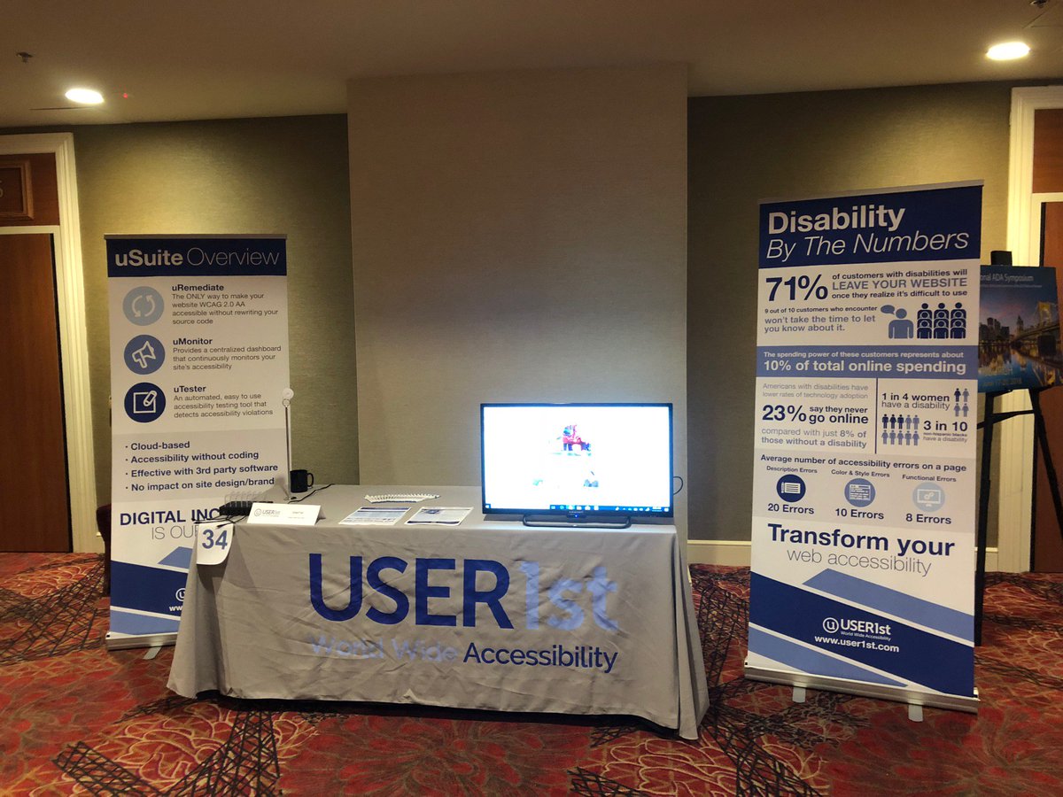 User1st's tweet photo. If you're at the #ADAsymposium to learn the ins and outs of the Americans with Disabilities Act, but aren't sure how it directly applies to the web, look for the User1st team to answer your questions! https://t.co/4Y4Y1zzLQq