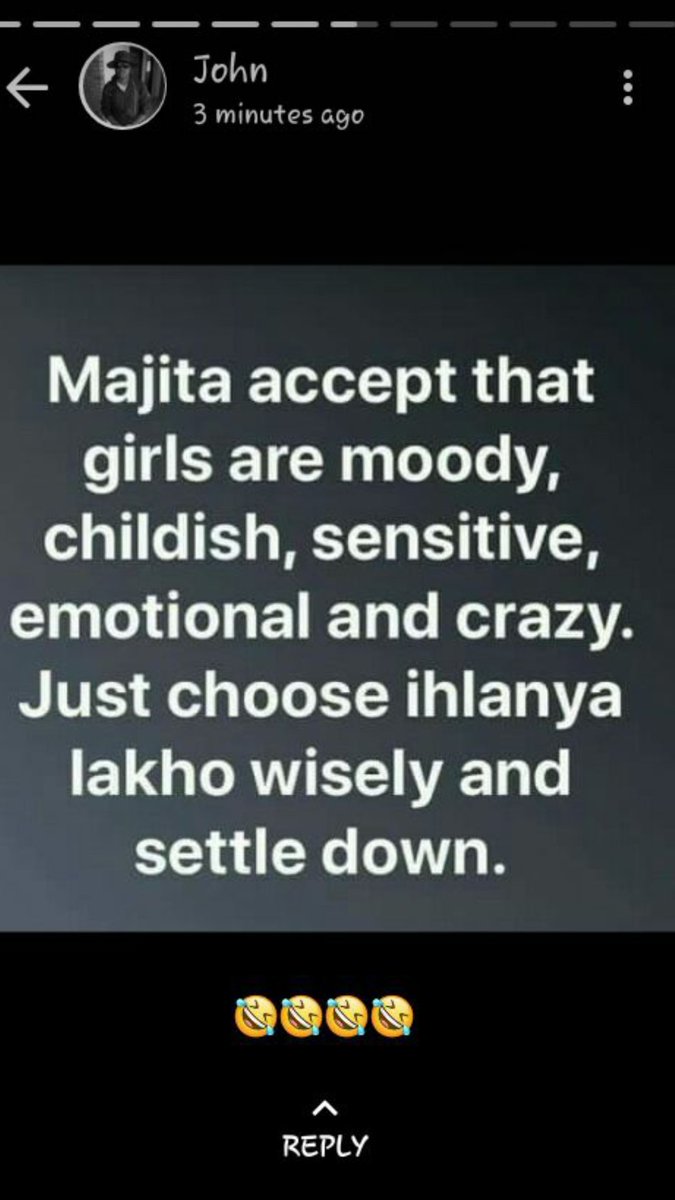 Abutii_Pat's tweet photo. Majita Accept Girls Are Moody, childish,  sensitive,  emotional and crazy, just choose ihlanya lakho and Settle Down 😂😂🏃🏃 https://t.co/5axoufj54T