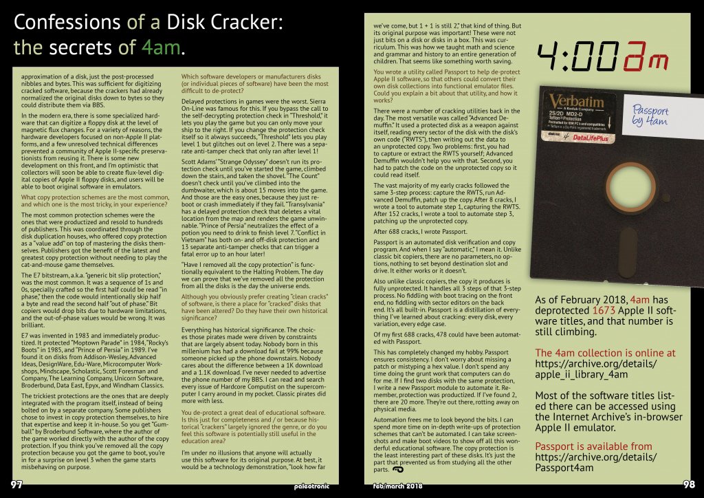 Interesting, especially if you remember the days of the Apple II, IIe, IIc and pirated games: Confessions of a Disk Cracker: the secrets of 4am. - bit.ly/2tiW2Y3