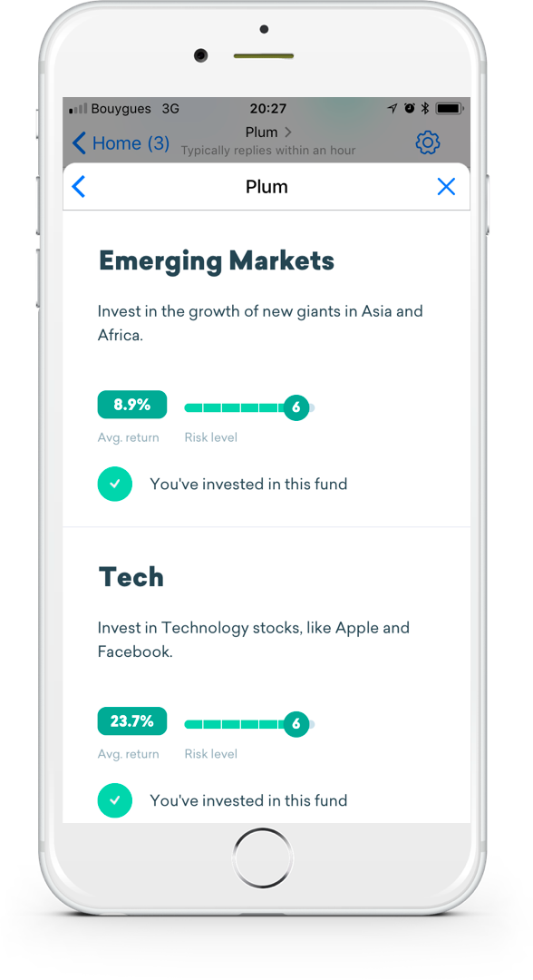 thebotfactor's tweet image. Plum, the fintech chatbot that helps you save, adds theme-based investing tcrn.ch/2JZODXX