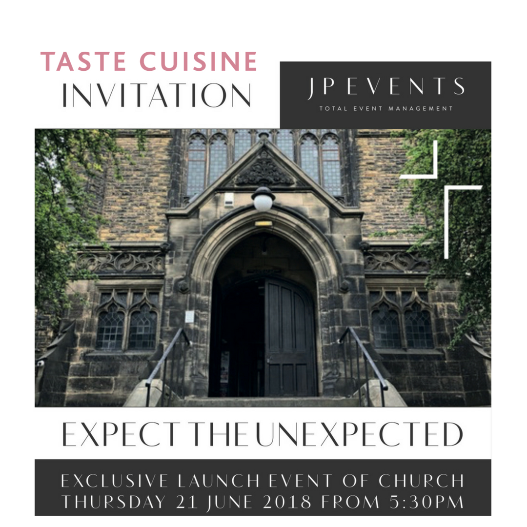 Your invitation to the launch of Church, a relaxed, fun &amp; informal evening to experience this unique venue whilst enjoying some delicious food and drinks. RSVP to church@jpetem.com
Feel free to bring along colleagues and friends. Church 177-179 Woodhouse Lane, #Leeds LS2 3AR