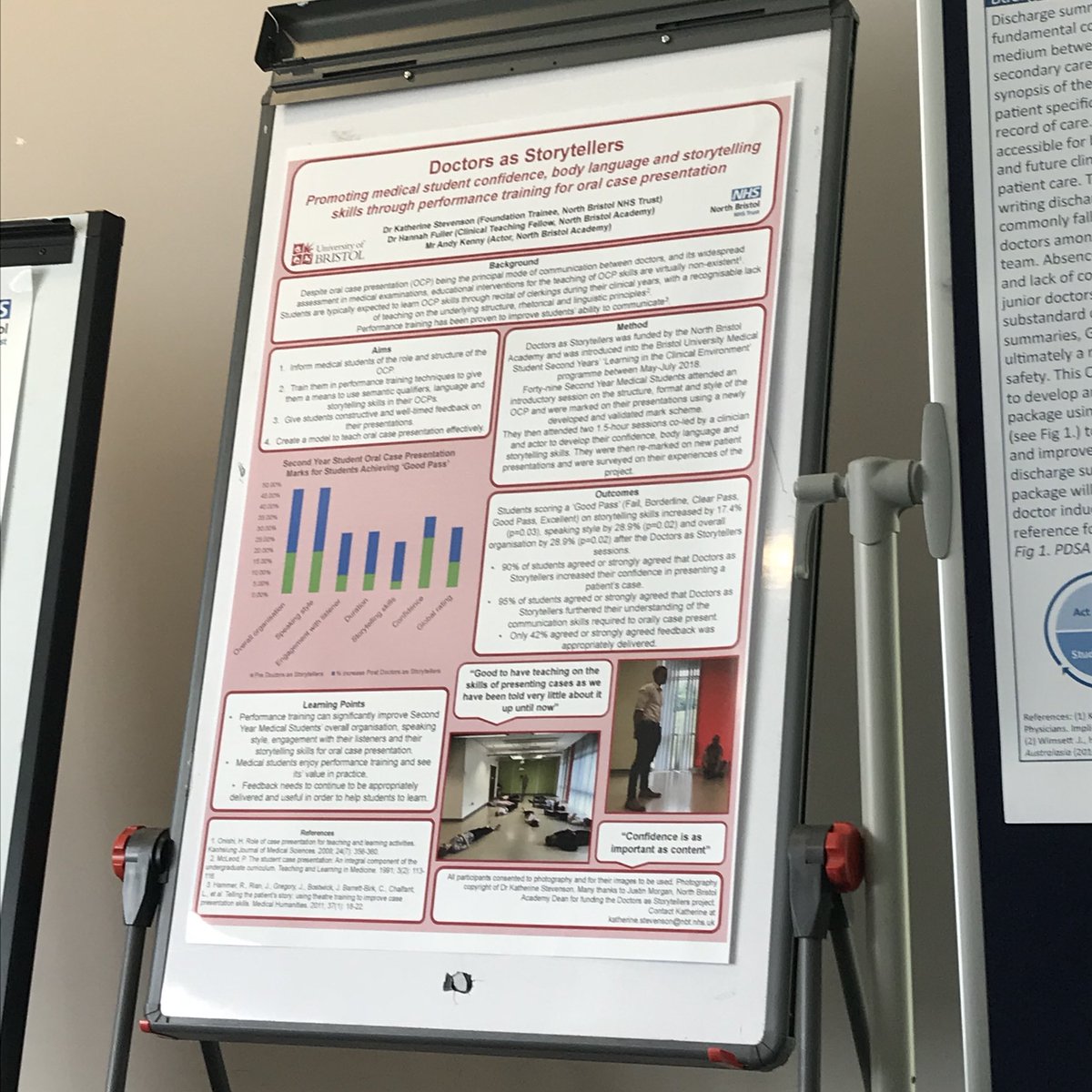 KatyStevenson_'s tweet photo. delighted to have displayed some of the work I’m doing with @MedicalBristol improving storytelling skills for medical student case presentations at the @NorthBristolNHS #qualityimprovementday #OneNBT #MarvellousMedicine #medicaleducation #juniormedicaleducators https://t.co/rFdTEg26Ch