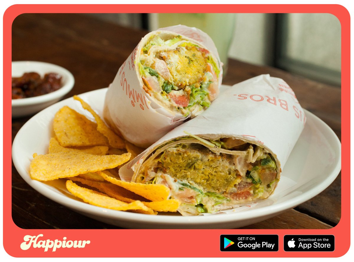 Some #ThursdayThoughts 

BUY ONE, GET ONE FREE <a href="/hbros/">Hummus Bros</a> 

Chicken or Falafel Wraps 

👉bit.ly/HappiHummus👈