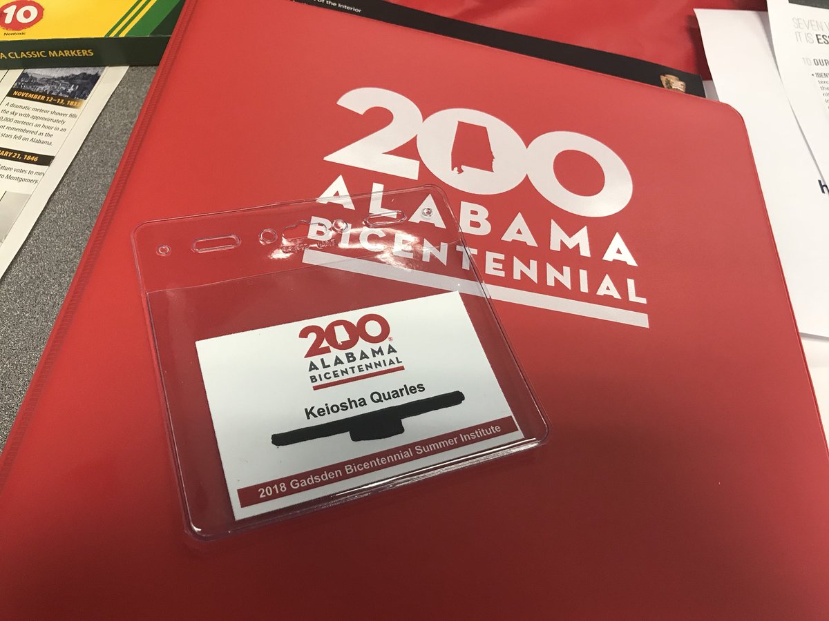 Super excited to be attending the 2018 Alabama Bicentennial Summer Institute at the UofA Gadsden Campus. 
I will be learning all about Alabama History Through Oral Stories this week! <a href="/al200/">AL200</a> <a href="/TuskegeeUniv/">TUSKEGEE UNIVERSITY</a> 
#AL200Gadsden #Alabama200 #LifeLongLearner #iTeach #History #Educator