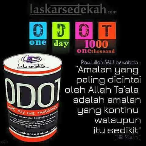One Day One Thousand (Sehari Seribu)
Belajar sedekah tiap hari mulai dari Rp.1.000
Tunggu apa lagi yuk gabung dan rasakan nikmat berODOTria...
Yg minat ODOTnya hubungin LS Malang iya :)

FB: LaskarSedekah Malang
 WA: 083892550615
IG: Laskarsedekahmalang