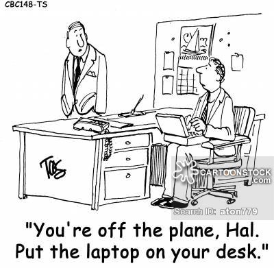 What are the #businesstravel habits that you can’t seem to shake off? 'You're off the plane, Hal. Put the laptop on your desk.' [via @cartoonstock]