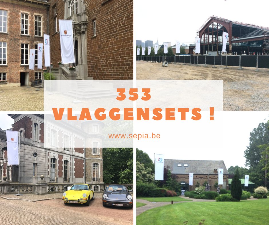 Nieuw record!! Vorige week installeerde SEPIA maar liefst 353 vlaggensets doorheen heel België, onder andere voor verschillende events ter ere van 70 jaar Porsche. Bedankt aan het gehele team voor de extra inzet! 🙌#sepiaservices #porsche70years #merkvisibiliteit #brandvisibility