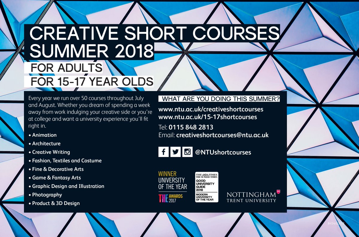 Looking to sharpen up some of your creative skills this summer? @NTUshortcourses could have exactly what you're looking for...