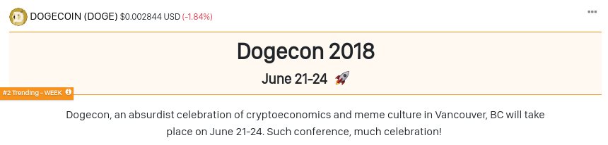 CC_Trending's tweet image. Much wow! #DOGECON is trending #2 this week! bit.ly/2lexnjH

@dogecoin #doge #dogecoin