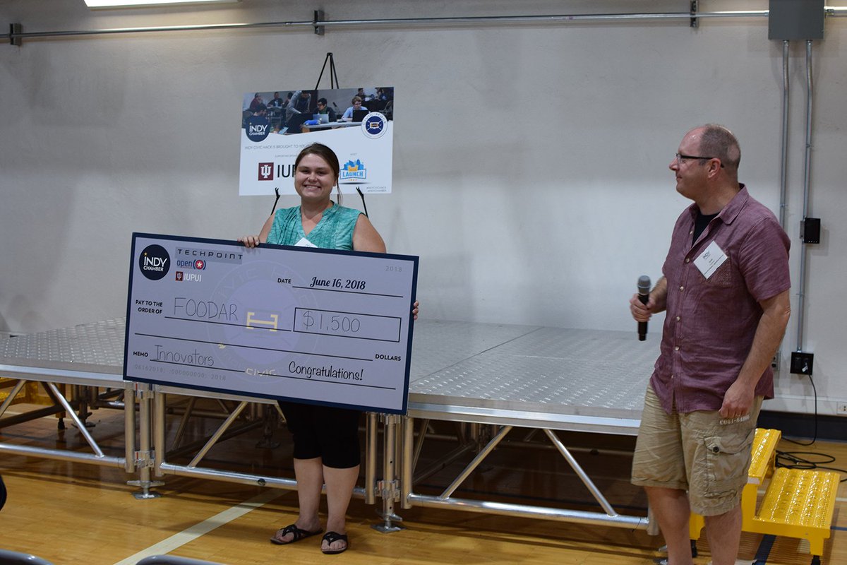 IndyChamber's tweet photo. What an amazing weekend! Thank you to all #indycivichack participants, and congratulations to our winners: @LevelUpDevelop and @JessieNClark! https://t.co/YSc9ZDhLEG #hackforgood #hackforchange #indytech #indy @TechPointInd @IndyBrigade https://t.co/8HqCf0TkKa