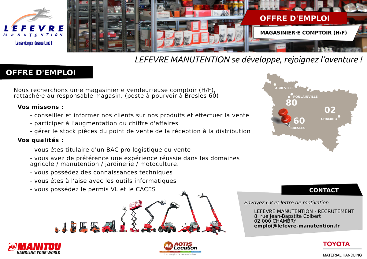 LAMANUTENTION's tweet photo. nous recrutons un·e magasinier·e vendeur·euse comptoir (H/F) 60
 https://t.co/zqsTqQ8RsZ https://t.co/EizJRApEuW