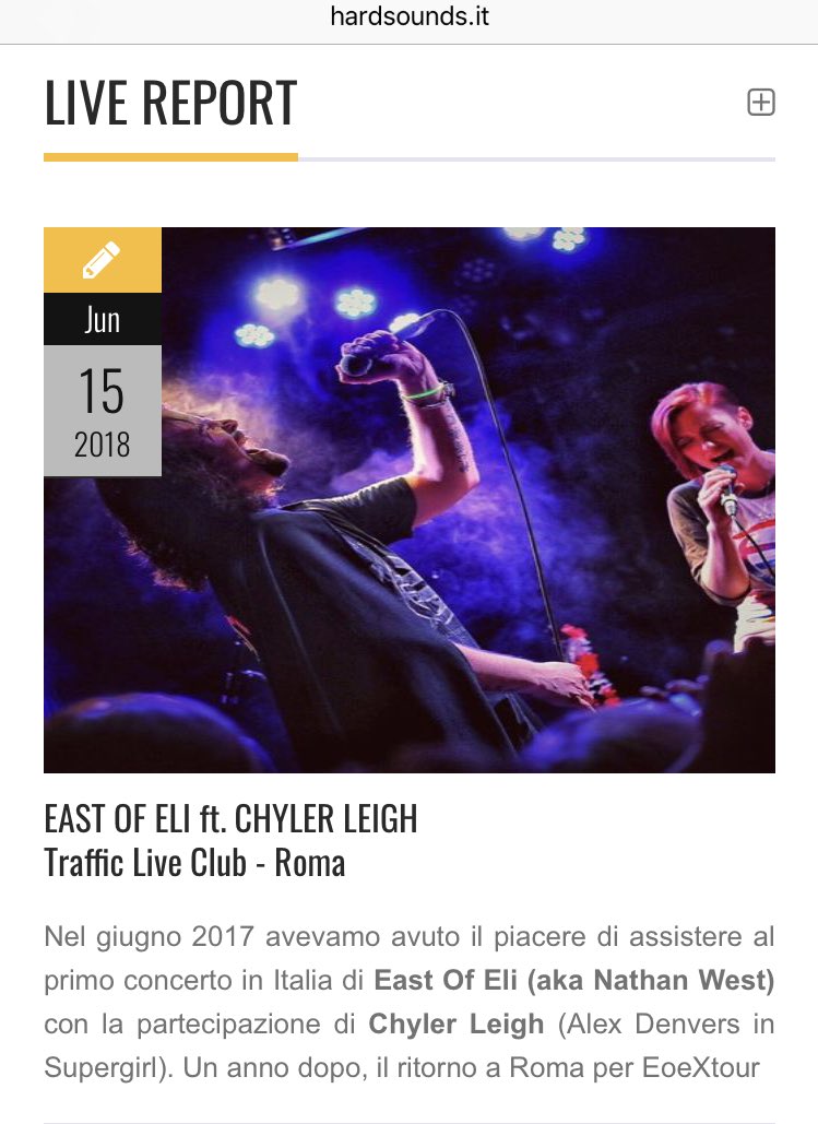 Hardsounds_it's tweet photo. LIVE REPORT : @Hardsounds_it : @eastofeli ft. @chy_leigh live @ Traffic Live Club! 

https://t.co/PM4FPgfx6m

#eastofeli #eoextour #chylerleigh #eoeXTourEurope #westleigh #hardsounds https://t.co/ykBXnBcYsm
