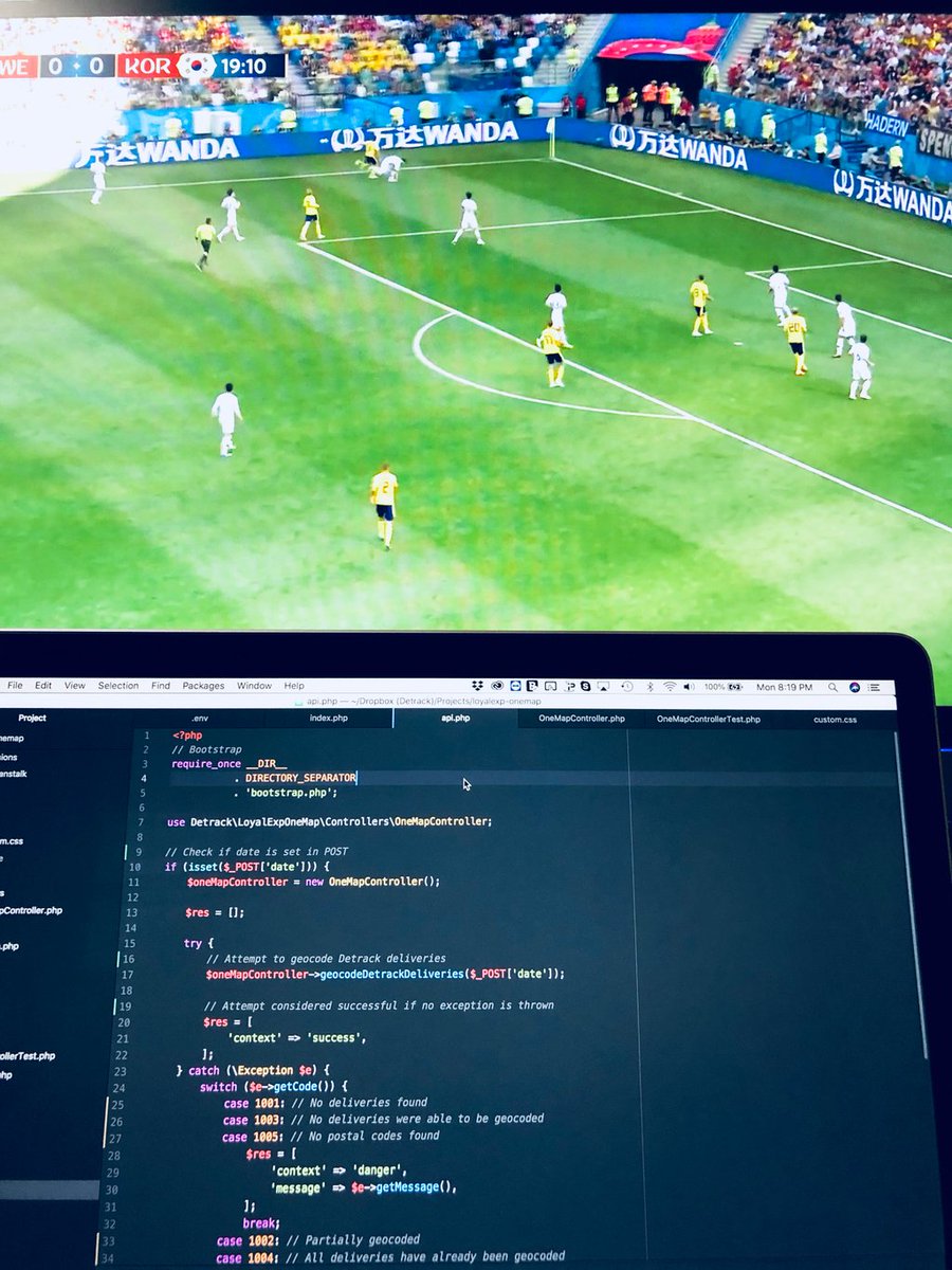 dasongoh's tweet photo. #Coding and #WorldCup18 together is possible. With 100% test coverage, I can throw in a bottle of beer into the fray and still deliver my codes without single bug. #phpunit #FTW https://t.co/OU3HvH98nk