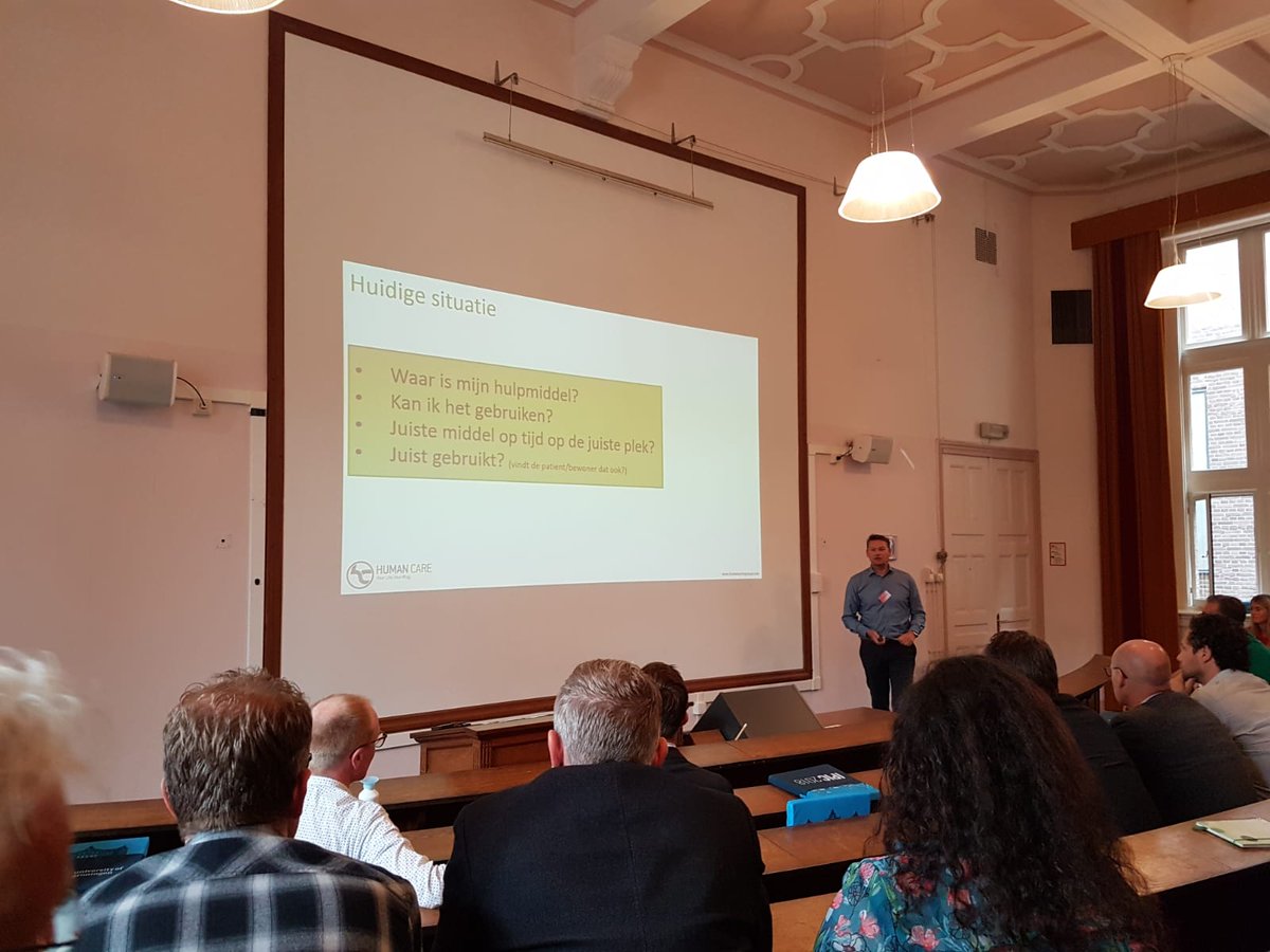 Freek van Hulst, Human Care: 'Er wordt gemiddeld genomen 20 minuten per persoon per dag gezocht naar hulpmiddelen in de zorg. Track-and-tracetechnologie kost geld, maar de investering is lager dan de kosten van deze zoektijden voor de zorginstelling.' #G5 #IPC2018