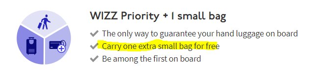 wizz priority small bag