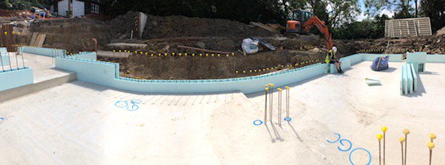 icfsupplies's tweet photo. Setting out the first course of @NUDURAICF as we always do with clients #AllPartOfTheService at this substantial #NewBuild home in north #London Note the curve and stepped foundations. #DesignFriendly #AnythingGoes https://t.co/7NzeZhsFz7