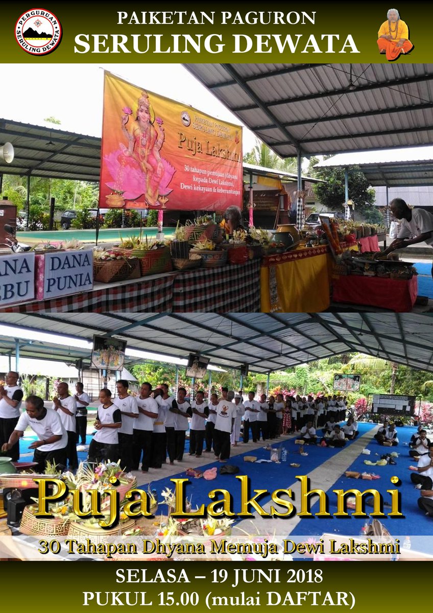 seruling_dewata's tweet photo. OSA.
Selasa-19 Juni, jam 15.00 (mulai pendaftaran): Puja Lakshmi.
Bawa Sandangan (&amp; pejati), bunga lebih, busana adat.

Mari ikuti Puja Lakshmi sebagai prasyarat mengikuti Puja Nawa Ratri berikutnya.
Mohon info disebar. Suksma https://t.co/nkq4fl3Lcf