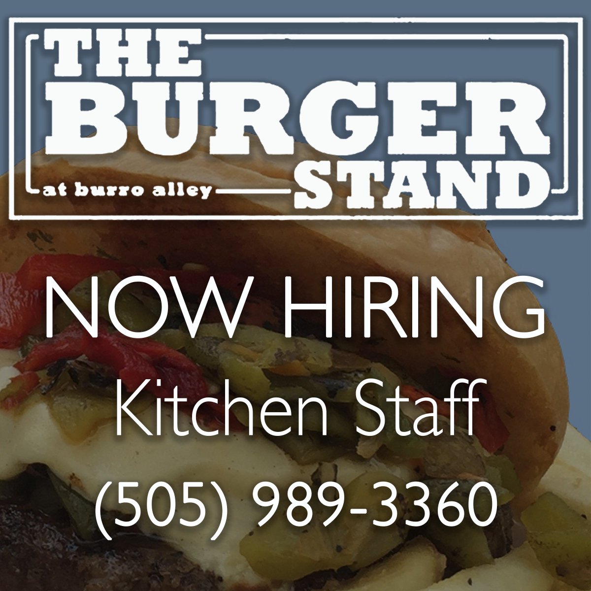 BurgerStandSF's tweet photo. We're busy! Immediate openings in the kitchen. Please apply in person. https://t.co/rUNM0qSTqV