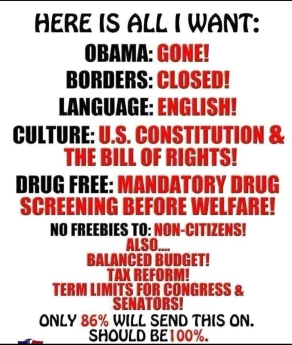 atlbraves505's tweet photo. Not much to ask....I don't feel, anyways! 

Retweet if you agree

#MAGA #Obama #BuildTheWall #BillofRights @realDonaldTrump @POTUS #WelfareDrugTesting https://t.co/XVE7fB4g8X