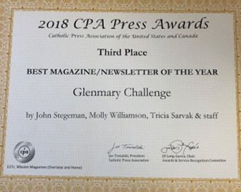 GlenmaryMission's tweet photo. Glenmary Challenge magazine honored among the nation's best! https://t.co/Fkzs5zu4h7 #cmctitletown https://t.co/DusPx5g3gN
