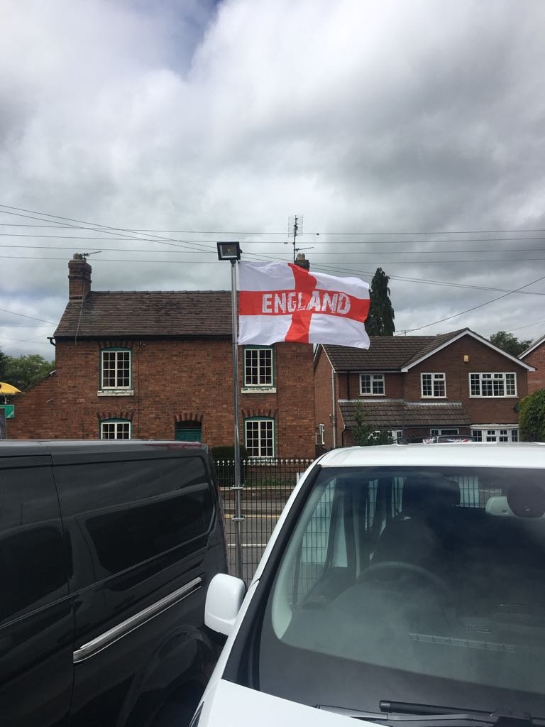2 flags up and we are World Cup ready at our Shrewsbury depot for England's first match tonight! ⚽️ #worldcup #teamspirit