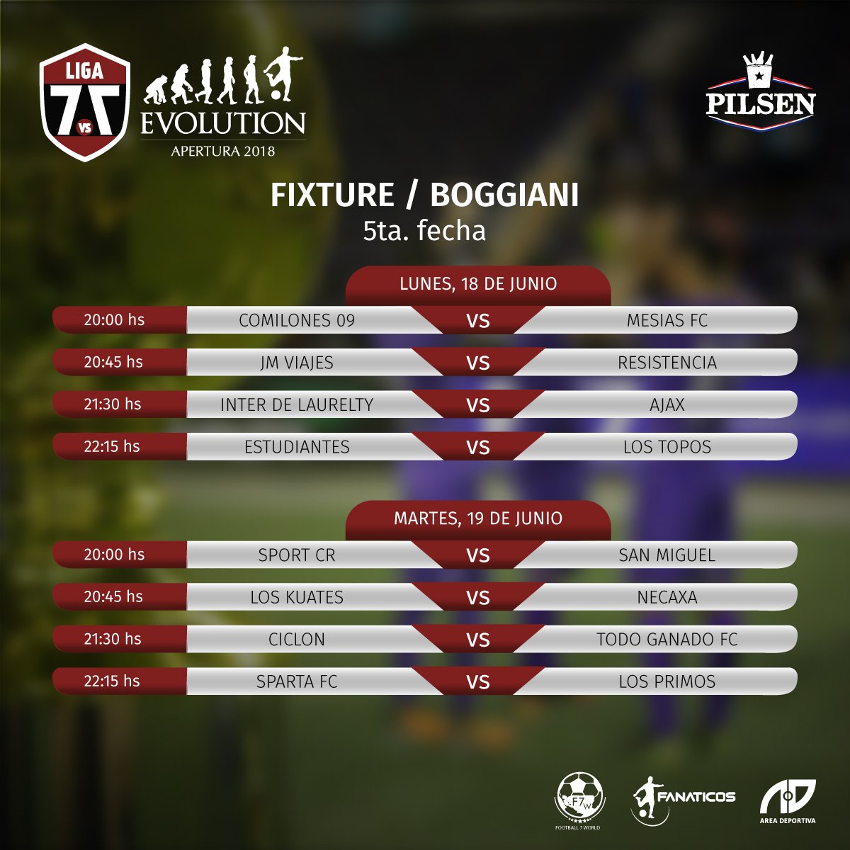 AreaDeportivaPy's tweet photo. 🏆 #L7Evolution
⚽️ Fase de Grupos
🏟️ @FanaticosPY Boggiani
📅 Partidos para hoy y mañana https://t.co/zaYhQgSuxl