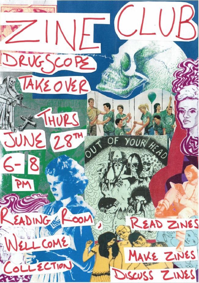 nic_o_la's tweet photo. 🖍💉 ZINE CLUB!💊✏️Our next zine-making session in the Reading Room @ExploreWellcome will be an after-school (/work) special where we'll be exploring drug experiences inspired by our Drugscope archive! Drop in to make, read, chat - it's free. https://t.co/ZLd5l4xFjA