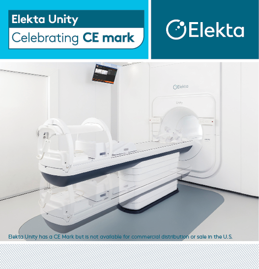 Elekta's tweet image. We are so proud to announce that Elekta Unity magnetic resonance radiation therapy (MR/RT) system has received CE mark, clearing the technology for commercial sales and clinical use in Europe: ow.ly/4k1l30kxSX0 #cancercare #radiotherapy #ElektaUnity