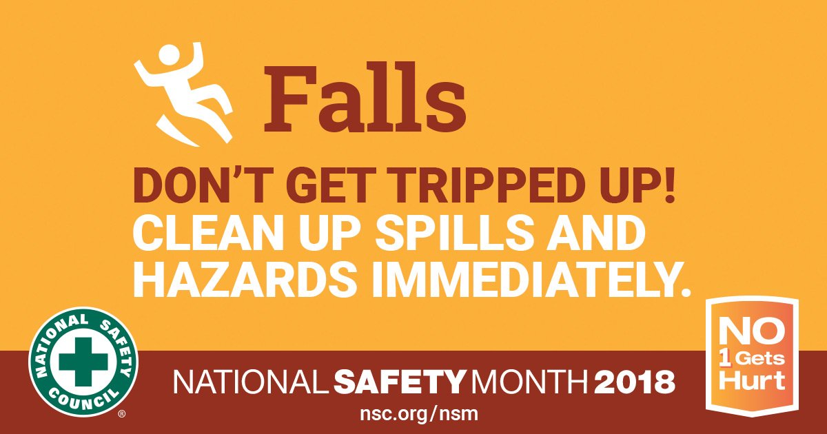 NSCsafety's tweet image. Week three's theme for National Safety Month is Falls. Slips, trips and falls are the 3rd leading cause of death in the workplace. Learn some simple tips to prevent hazards on the job so that #No1GetsHurt: nsc.org/nsm