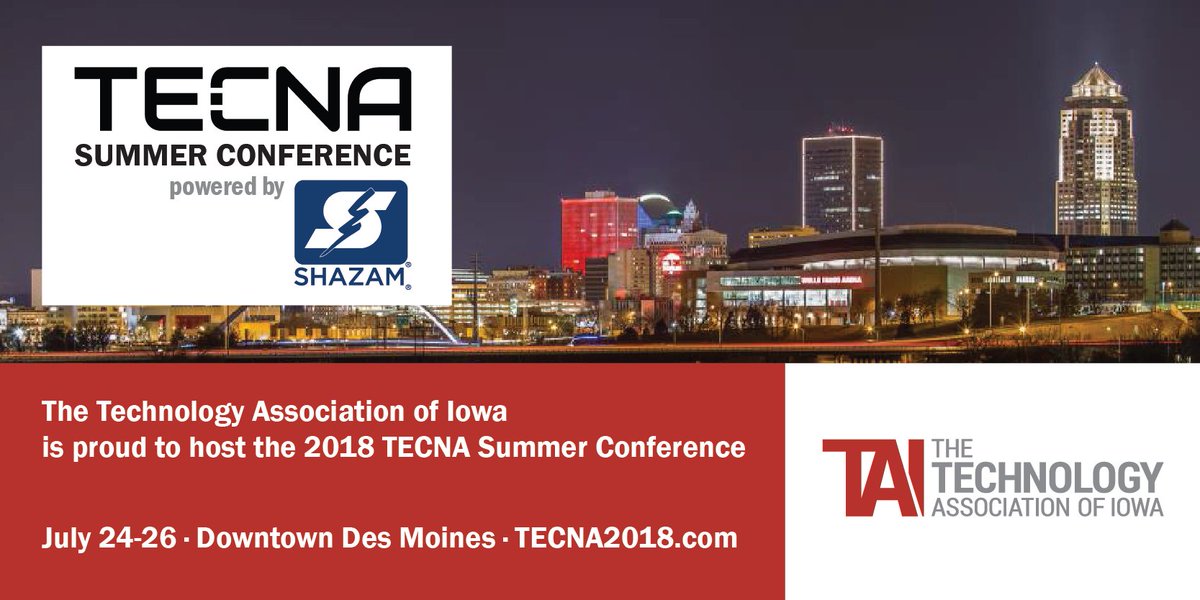 TechCouncils's tweet photo. Don't miss the TECNA 2018 Summer Conference powered by @SHAZAMNetwork - Sessions include: Successful Talent Pipeline Programs, Diversity & Inclusion in Tech, Public Policy Advocacy, Sponsor Engagement and more. Register: https://t.co/1yRw4zme7U #tech https://t.co/V0gWEEsN2U