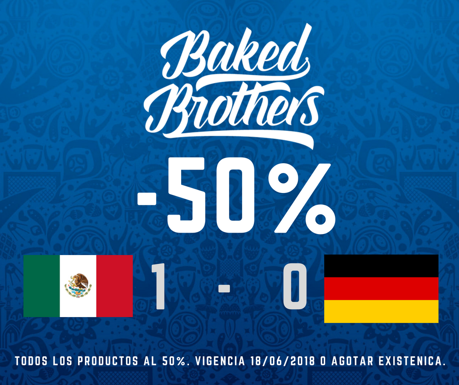 Nos la pelaron los hermanos germanos. ¡Hoy todo al 50%!
#Rusia2018 #bakedbrothersmx