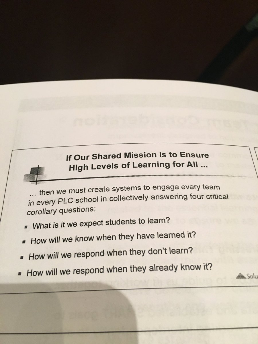 NFVGearhart's tweet photo. Rebecca Dufour reminding the group of the four critical PLC questions. #atplc #nfvpd #nfvtigerhawks https://t.co/qGFyhemYcx