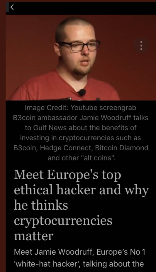 Eyemacrypt's tweet photo. @actupdate Beware of this guy Jamie Woodruff. He helped  scam millions worth of BTC by being a part owner of a ponzi scheme Hedgeconnect. https://t.co/iOw3uLUChX
