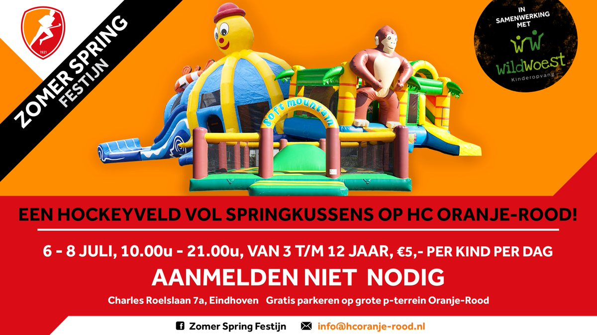 WildWoozt's tweet photo. Van 6-8 juli organiseren we op HC ORANJE ROOD een Zomer Spring Festijn voor kinderen van 3-12 jaar. Ben jij erbij? #zomerspringfestijn https://t.co/c92TUim0Ww