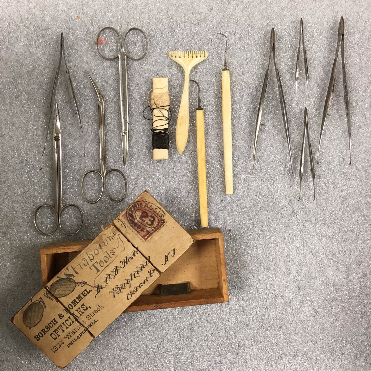 MutterMuseum's tweet image. Are you traveling this summer? Sometimes, you just need a cute travel kit. This antique travel surgery kit was housed in a recycled box, and probably made quite a racket in the doctor’s pocket!