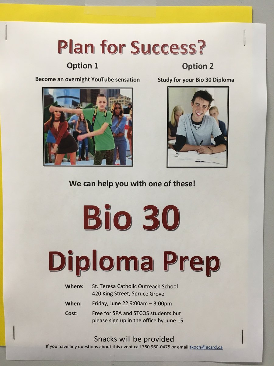 Free Bio 30 diploma prep for SPA and STCOS students will run on 
Friday, June 22nd from 9:00am to 3:00pm.
Space is limited, please contact us to reserve your spot!
#ecsrd #biology #bio #outreach #diplomaprep