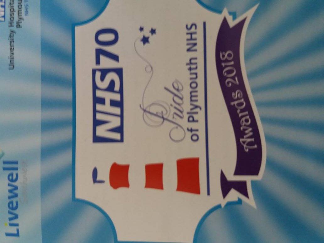 StLukesDirector's tweet photo. Just come back from #NHS70Plymouth  awards. Great to see staff from @livewellsw and @PHNT_NHS being recognised for all the wonderful care they give. Chris Pointin from #hellomynameis reminding us of the need to personalise care in his inspirational talk. https://t.co/nyXMppvmc6