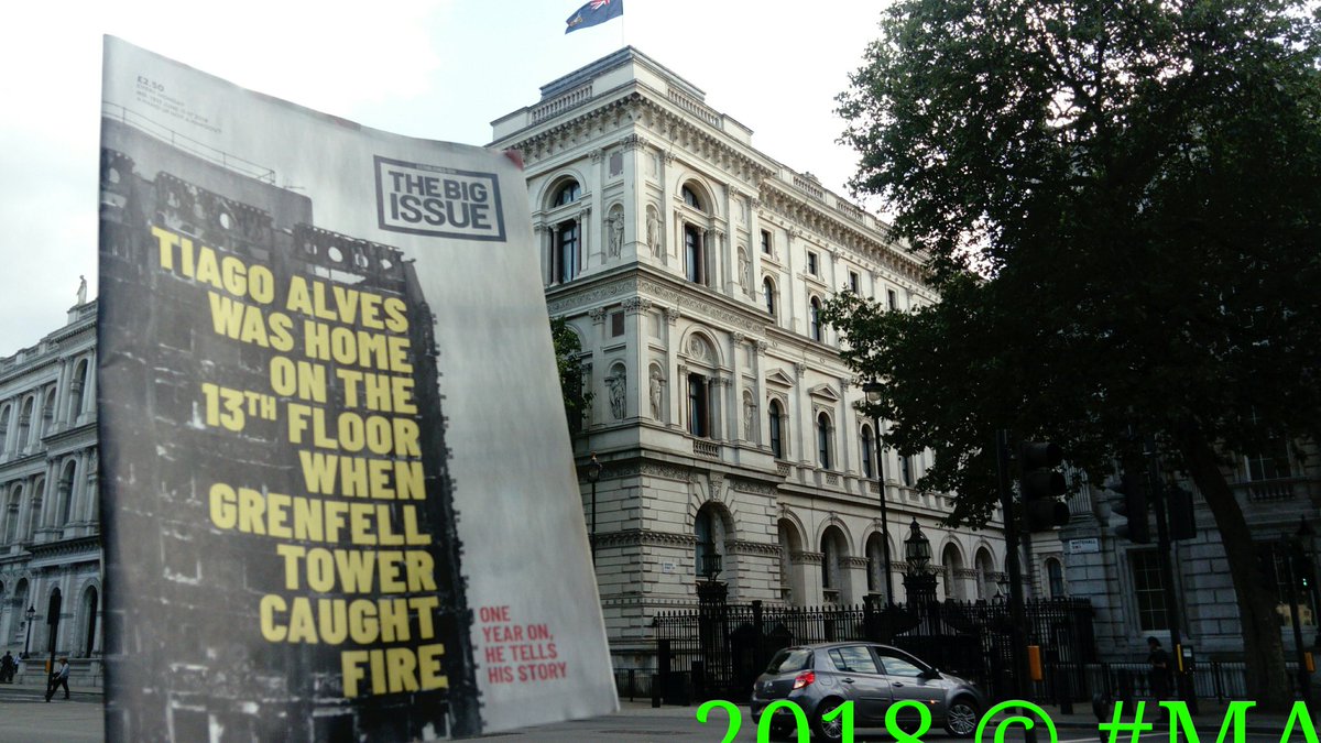 GetInvolved_Thx's tweet image. #DearAll Photo taken during my #SilentWalk for #Grenfell at #DowningStreet with #CoverPage of #TheBIgIssue with excellent #Article about #TiagoAlves who survived on #14June 2017 @ #GrenfellTower🔥🚒a #MustRead @theresa_may #Thx cc @johnbirdswords #MA🎵390 #M25📵🚗📵#A47📵🚗📵#A40