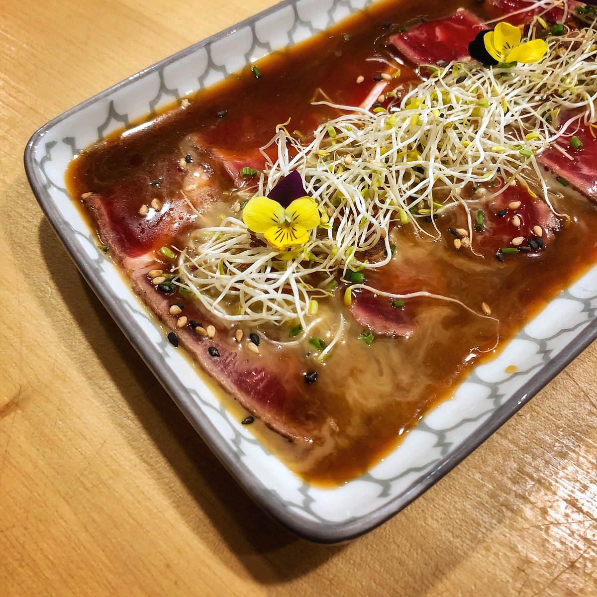 Beef Tataki with edible flowers <a href="/MachiyaLondon/">Machiya</a>