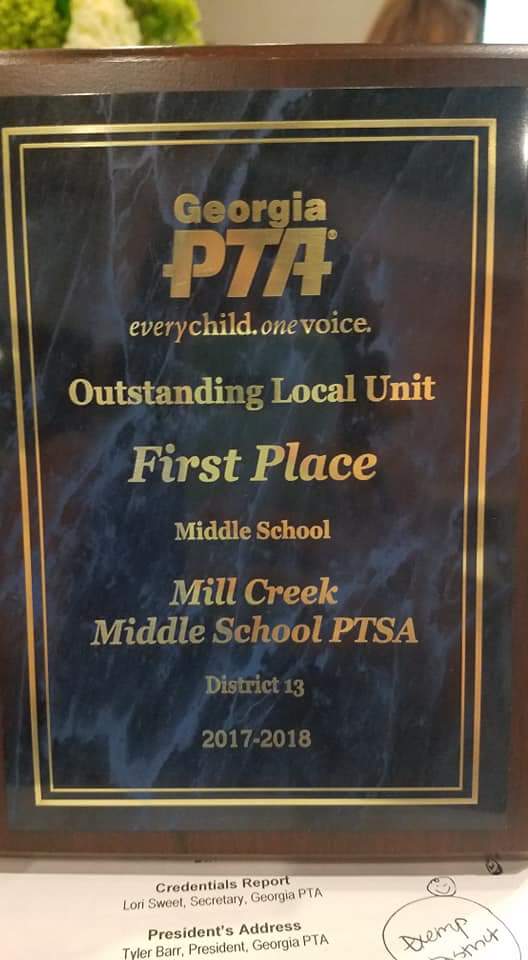 mcms_ptsa's tweet photo. MCMS PTSA has won 1st place for the Outstanding PTSA Middle School in Georgia  #gapta #ptaclt2018 #district13 #cherokeecountyschools https://t.co/IGDfjJxxN4