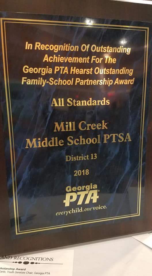 mcms_ptsa's tweet photo. MCMS PTSA has won Overall Hearst Award for all six National PTA standards.  #gapta #ptaclt2018 #cherokeecountyschools https://t.co/VlL9EksPHJ