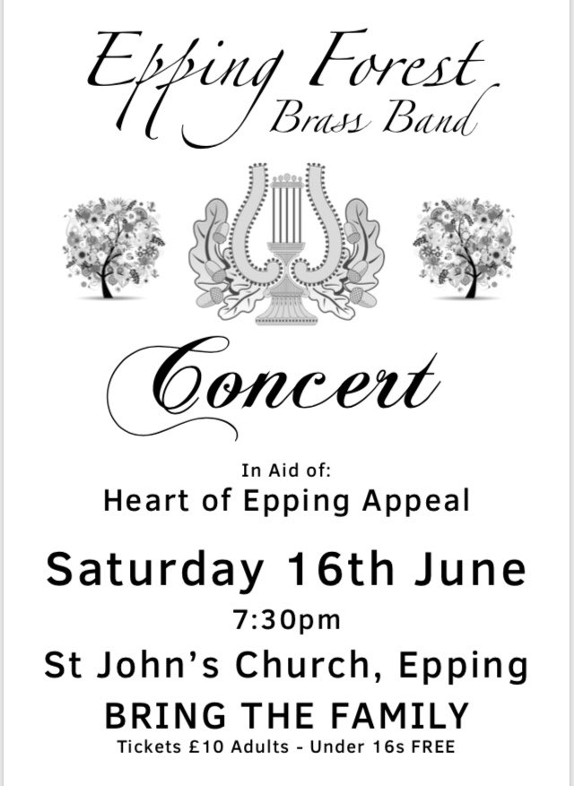 We are all set for our concert this evening in aid of #heartofepping appeal. Come and join us tonight at St John’s Church Epping. 7.30pm #epping #essex #brassbands