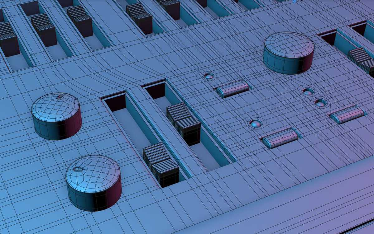 Luminetrics's tweet photo. This week's synth modelling project has been this #Roland #JD800 from 1991. 100% quads. #C4D #Cinema4D #Modelling #PhysicalRender https://t.co/VRyhCXimFK