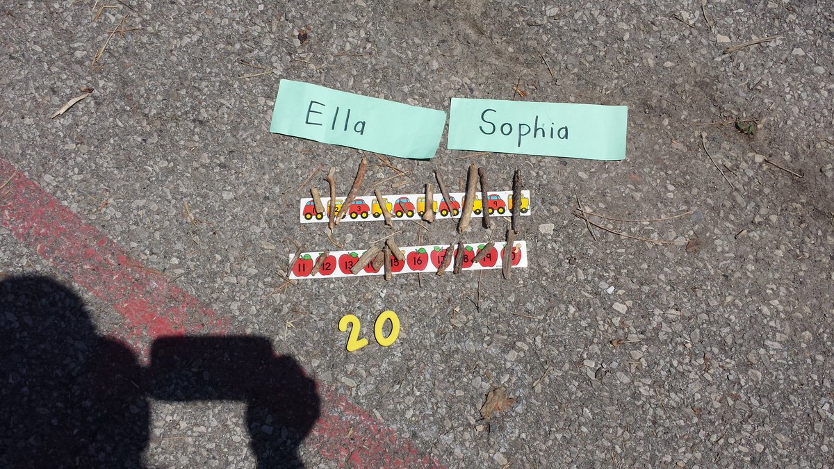 MrsMarinuzzo's tweet photo. Math outdoors today! We've been working on math stories, number equations and larger numbers. Applying all we've learned and using various strategies to count our nature collections. #learninginplay #stsmandmary_dpcdsb #outdoorlearning https://t.co/XWBiF3OaDe